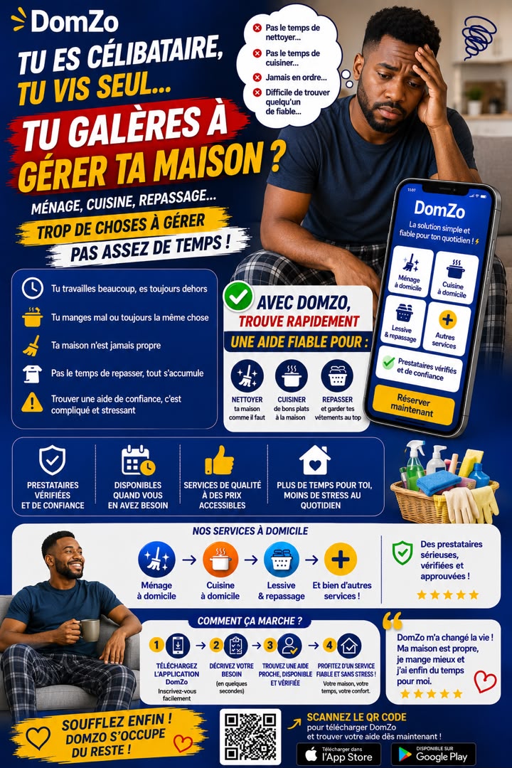 Affiche DomZo : soufflez enfin, DomZo s'occupe du reste.