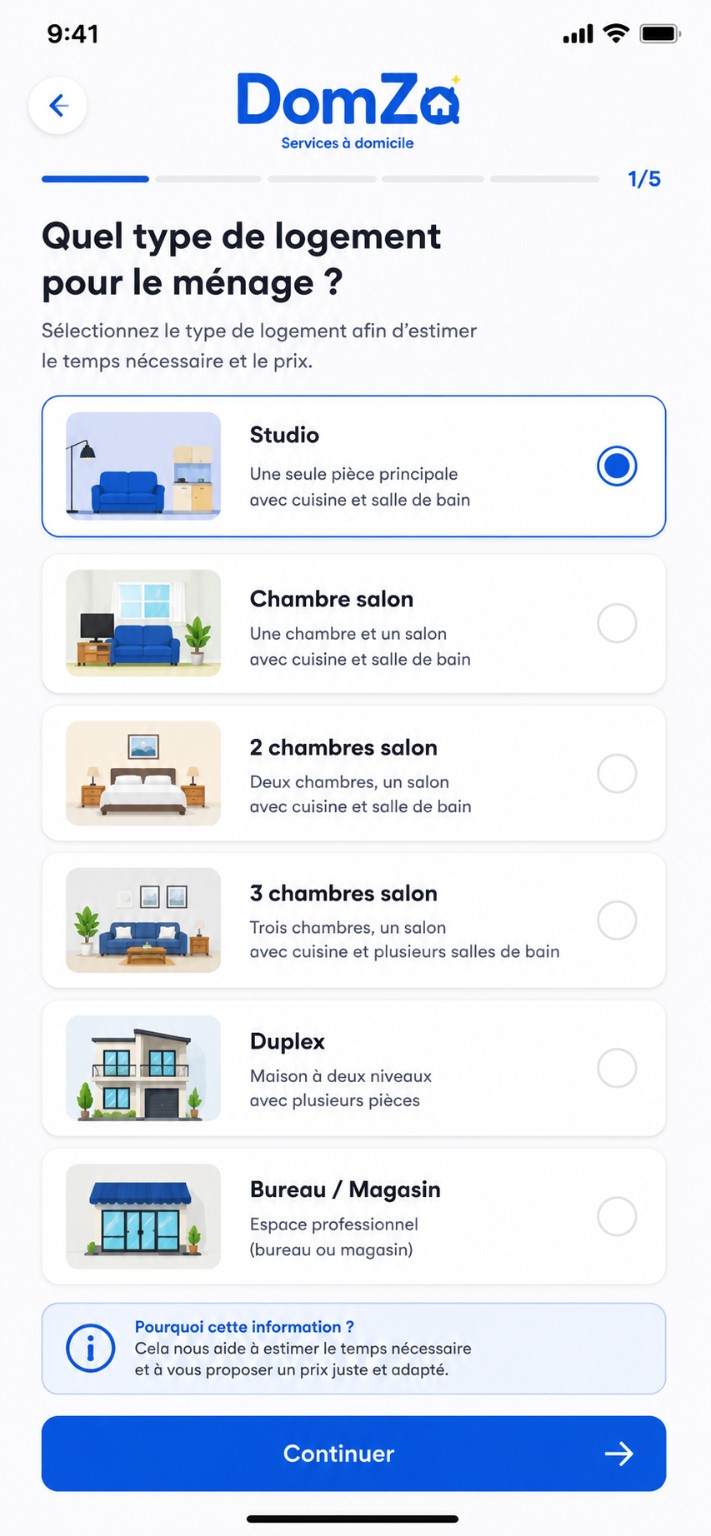 Sélection du type de logement pour le ménage.